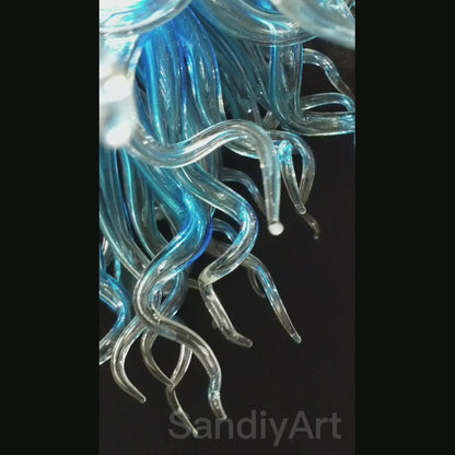 Blue with clear custom blown glass chandeliers modern design for dining room decoration