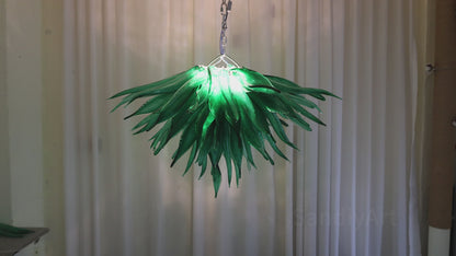 Bring a fresh breath of nature feeling green grass chandelier lighting dining room decoration