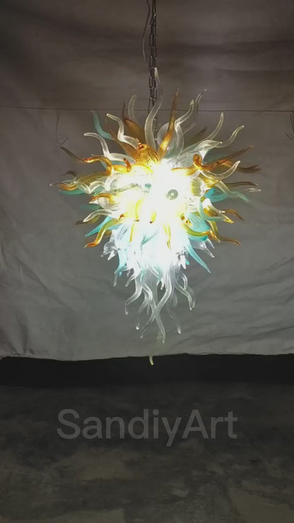 Gorgeous blown art glass chandelier luxury color custom design