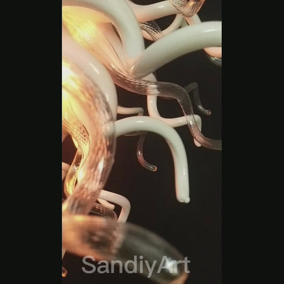 RGB dimmable leds glass chandelier lighting custom design