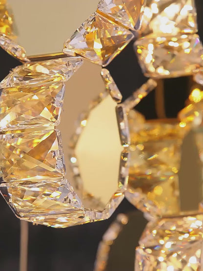 Spiral staircase crystal chandelier luxury modern style