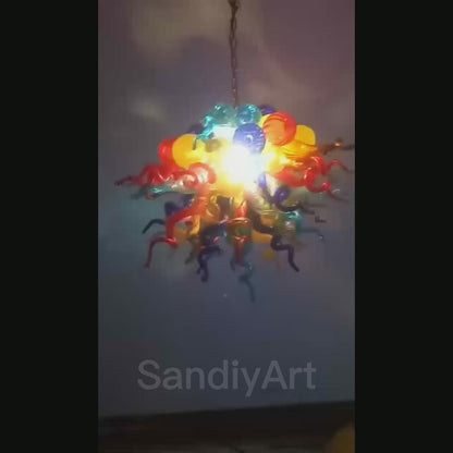Mini hand made blown glass modern style art chandelier for sale