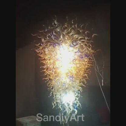 Hotel lobby decoration hand made glass chandelier project modern design