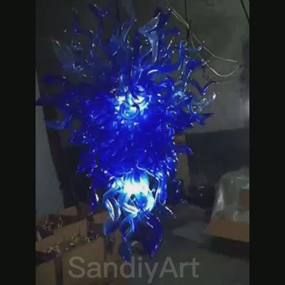 Modern design home hotel decoration Hand made blue glass lighting