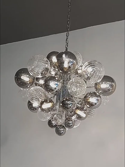 Retro dark style chandelier glass balls with clear and black color