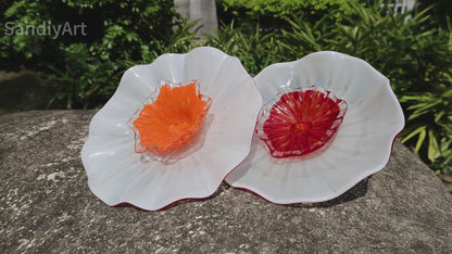 White color hand made DIY blown glass flowers festival holiday decoration and gift