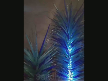 Hand made icicle shape glass sculpture chihuly style art glass for garden decoration