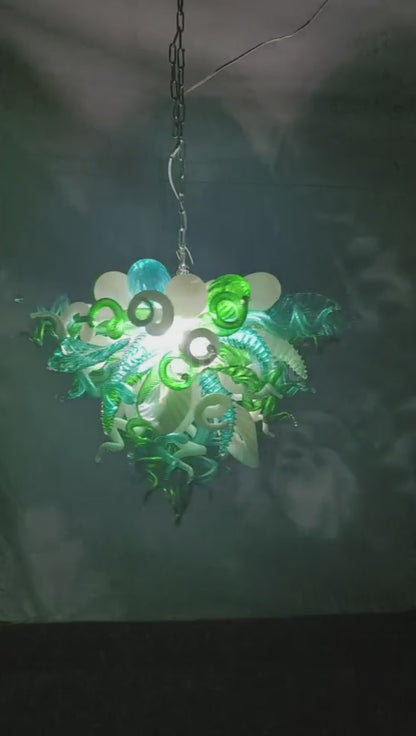 Green color DIY hand blown glass chandelier dining room decoration
