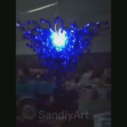 Dark blue blown glass chandelier custom lighting with different shape and color