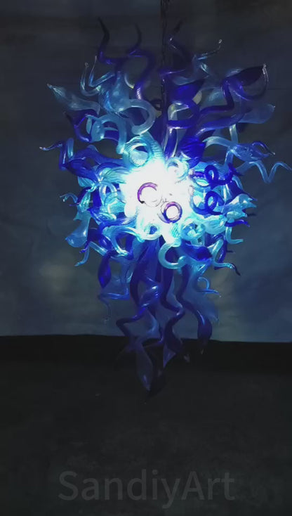 Ocean blue color hand blown glass Luxury Chandelier custom design
