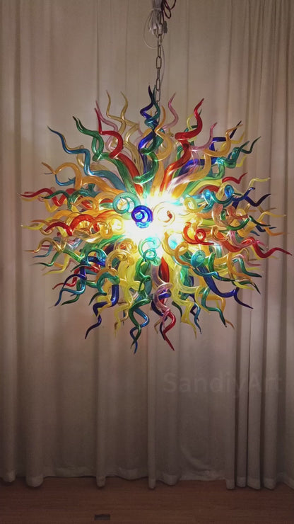 Multicolor round shape hand made murano glass chihuly style art chandelier