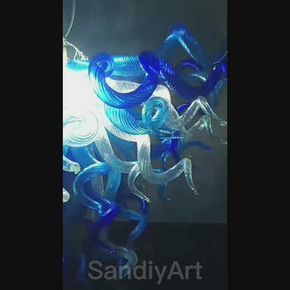 Hand made glass blue modern glass chandelier