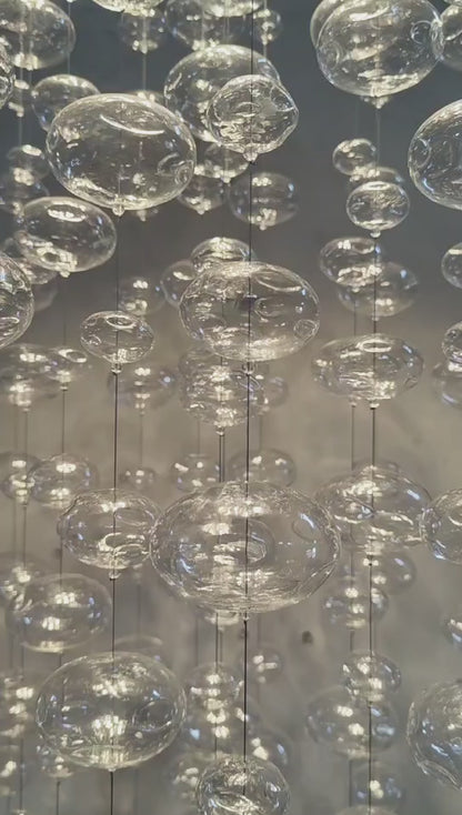 Hang wire glass bubbls lighting staircase decoration 180cm tall 60cm diameter