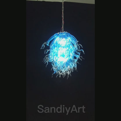 Blue mouth blown glass DIY hand made chandelier home decoration