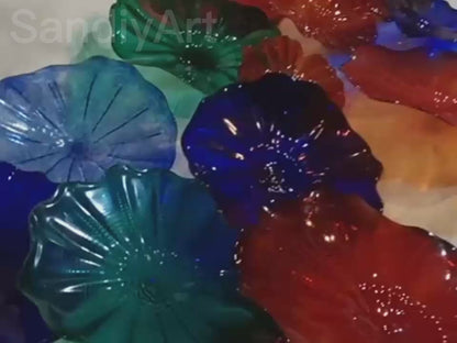 Modern design hand made blown glass flower wall art decoration DIY