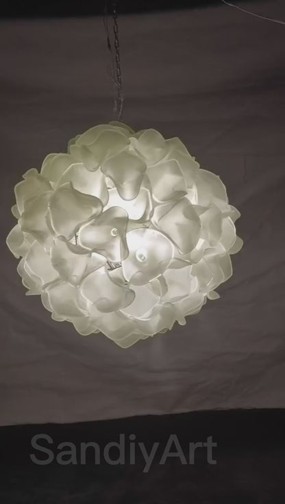 DIY hand blown glass frosting white floral chandelier hotel lighting decoration