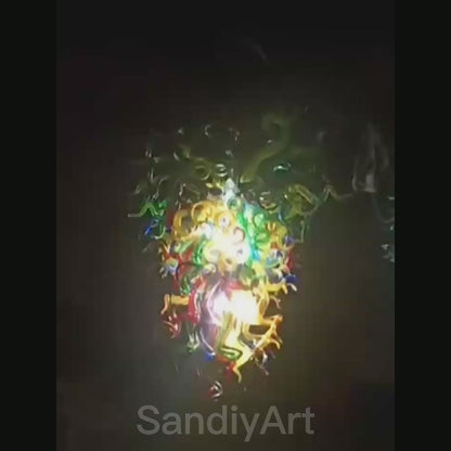 Colorful blowing custom glass chandelier hotel decoration