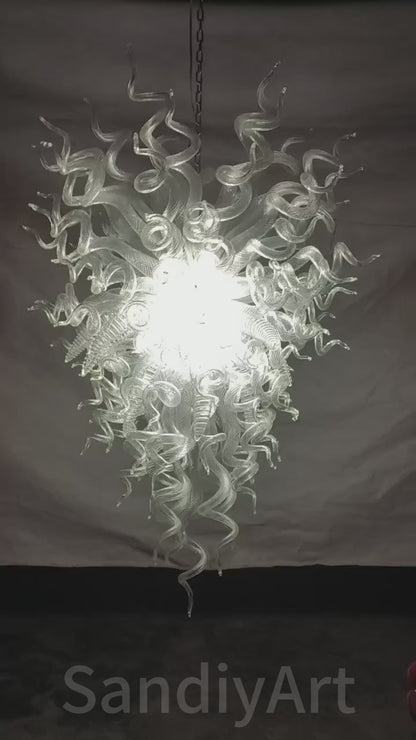 Handmade DIY clear Hand Blown Glass Chandelier entrance decoration