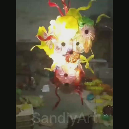 Modern design hand made blown glass flower glass chandelier for wedding