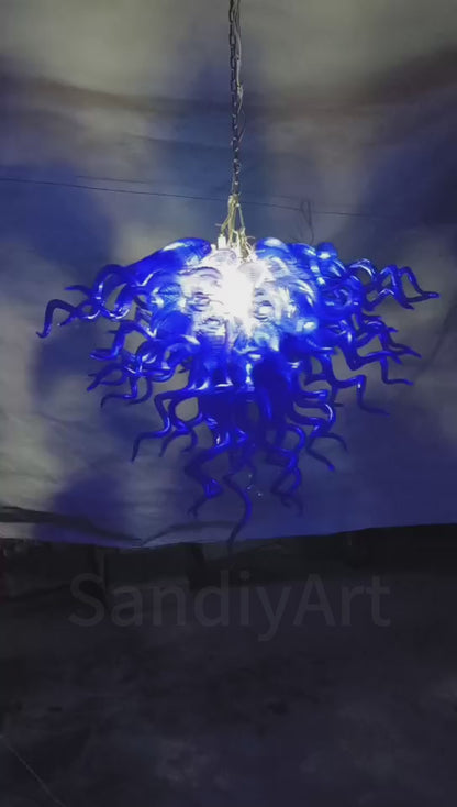 Dark blue color art blown glass LED Pendant Light dining room decoration