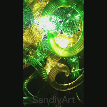 Green and amber color diy glass lamp home decoration art