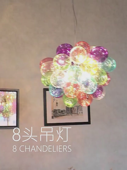 Colorful glass bubbles chandelier romantic design bring Happy mood