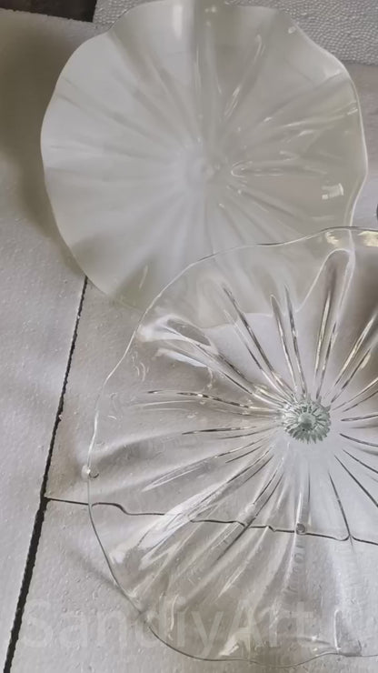 Hand made mouthblown glass white platters wall decoration Chihuly Persian plate