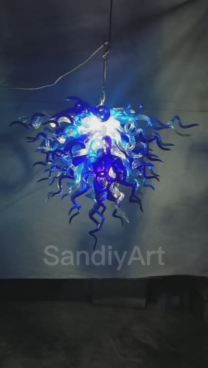 Blowing glass blue chihuly style chandelier cost