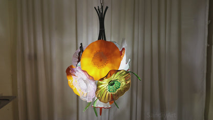 Specail design Inspired by flowers in nature hand made blown glass flower chandelier decoration for dining room, bed room, living room, Entrance