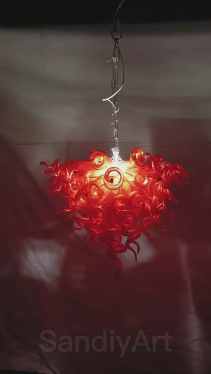 Red blown glass chandelier custom design for living room decoration