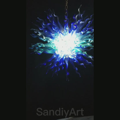 Blue color hand made DIY modern design glass chandelier