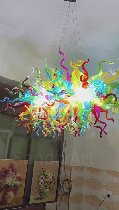 Multicolor hand made blowning glass chandelier lighting home decoration custom design