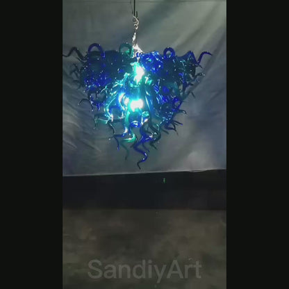 Modern design blown glass blue and purple chandelier lighting