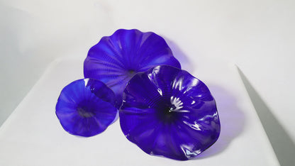 Chihuly Persian art glass plate blue color hand made mouthblown art glass